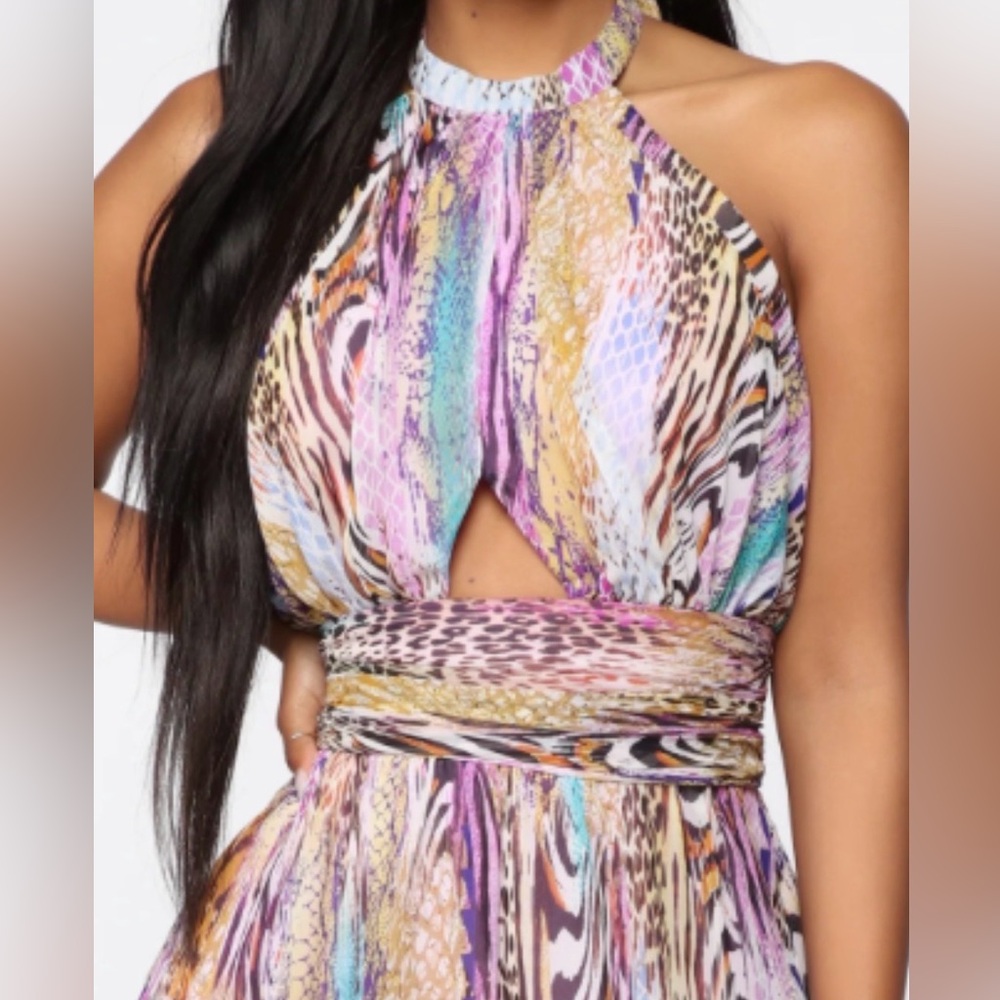 Fashion Nova Infinite Love Vibrant Flowing Maxi Dress-Tropical Multi Combo Print